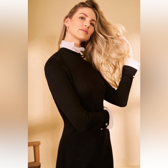 NWOT CeCe Ruffle Collar Long Sleeve Sweater Dress Size Small - Picture 6 of 8